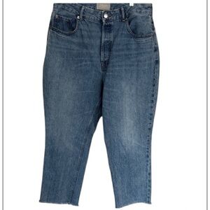 Everlane Blue jeans button fly 90’s curvy cheeky straight raw hem